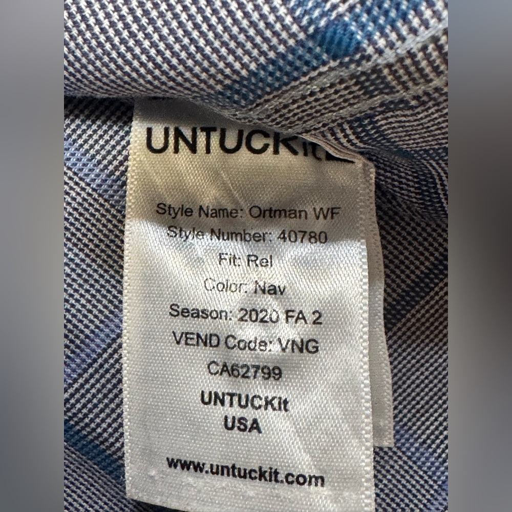 UNTUCKit Mens Size XL Ortman WF Plaid Relaxed Fit 100% Cotton Button Up Shirt - Picture 6 of 9